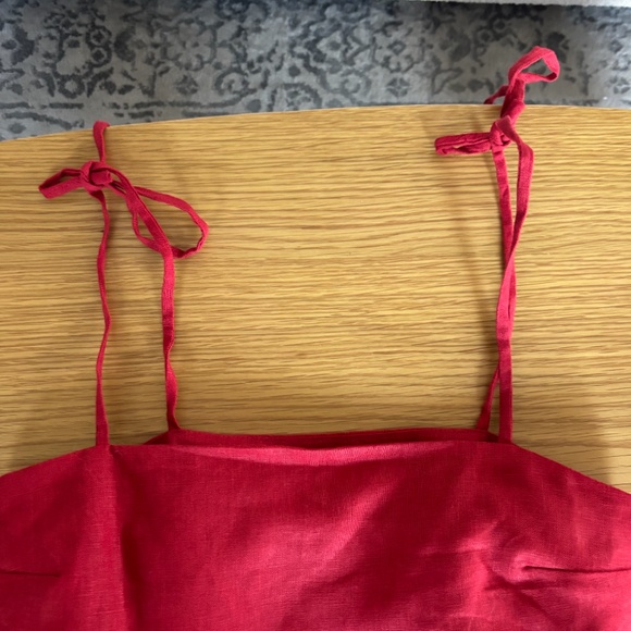 Reformation Red Aubree Linen Dress - Picture 4 of 5